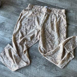 4 FOR 100 EQUIPment high waisted silk trouser joggers beige croc
